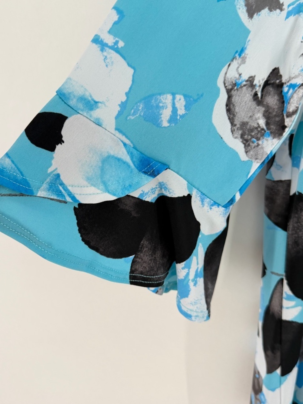 Clara Sunwoo Blue Floral Ruffle-Sleeve Women's Tunic Top Size XL - Picture 3 of 7